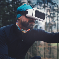 person using vr outside